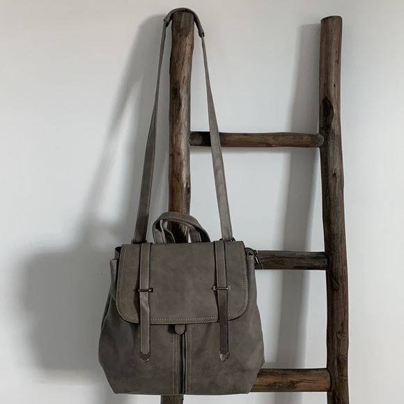 Faux Leather XinXin Gray Classic Backpack Zipper - Picture 2 of 9